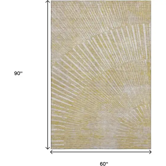 Wheat And Beige Geometric Washable Area Rug With UV Protection Photo 9