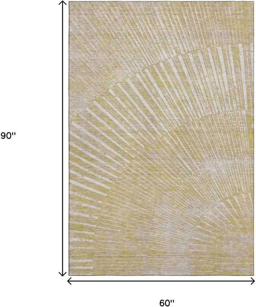 Wheat And Beige Geometric Washable Area Rug With UV Protection Photo 9
