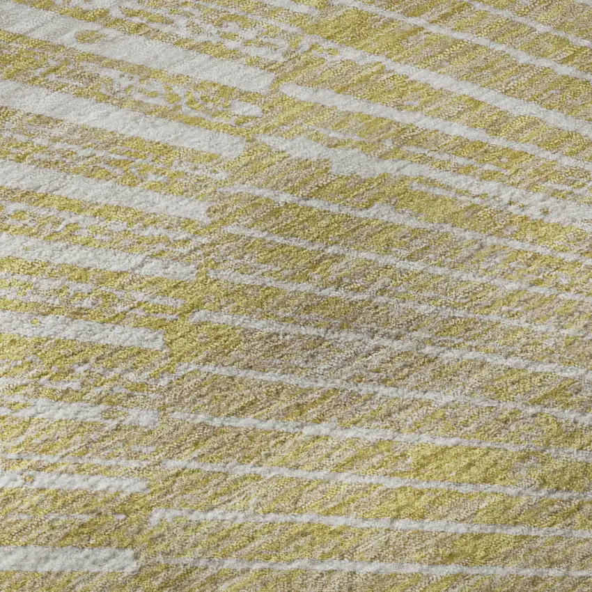 Wheat And Beige Geometric Washable Area Rug With UV Protection Photo 8