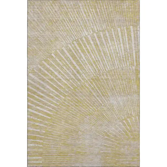 Wheat And Beige Geometric Washable Area Rug With UV Protection Photo 1