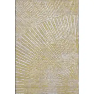 Photo of Wheat And Beige Geometric Washable Area Rug With UV Protection