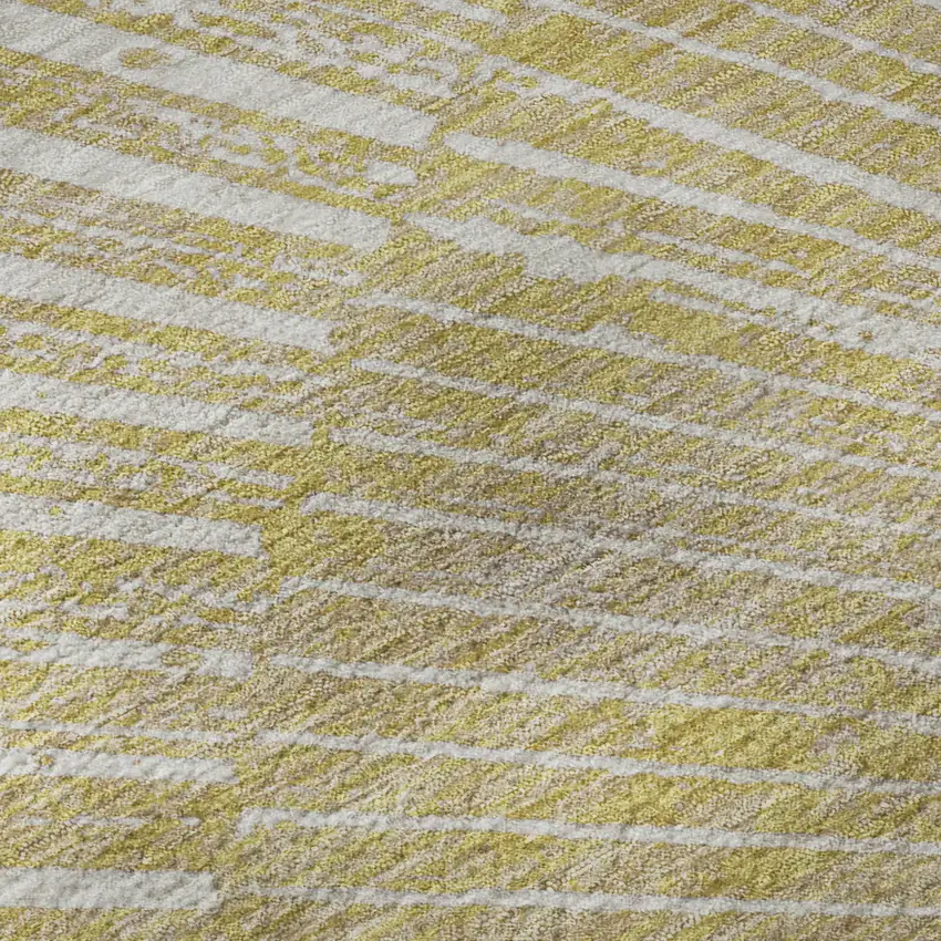 Wheat And Beige Geometric Washable Area Rug With UV Protection Photo 9