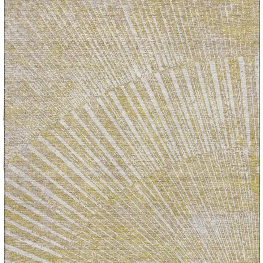 Wheat And Beige Geometric Washable Area Rug With UV Protection Photo 4