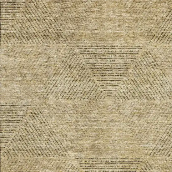 Wheat And Beige Geometric Washable Area Rug With UV Protection Photo 4