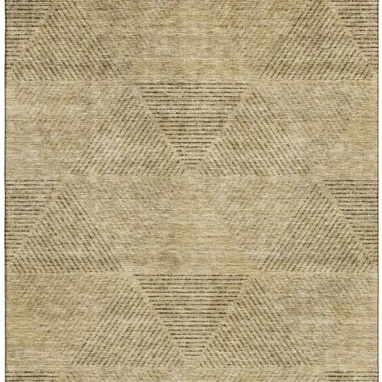 Wheat And Beige Geometric Washable Area Rug With UV Protection Photo 5