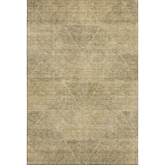 Wheat And Beige Geometric Washable Area Rug With UV Protection Photo 3