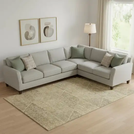 Wheat And Beige Geometric Washable Area Rug With UV Protection Photo 1