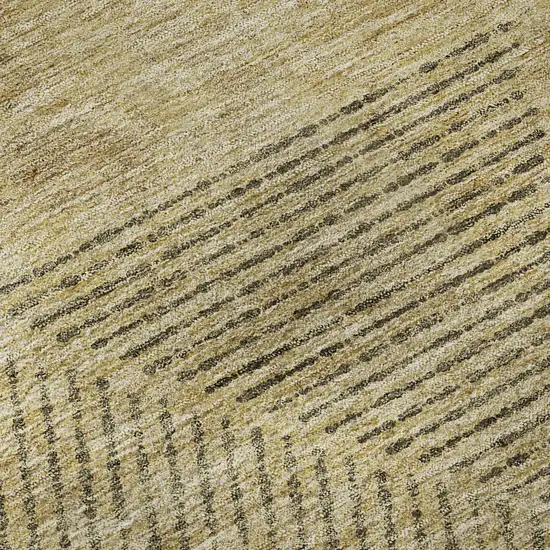 Wheat And Beige Geometric Washable Area Rug With UV Protection Photo 7