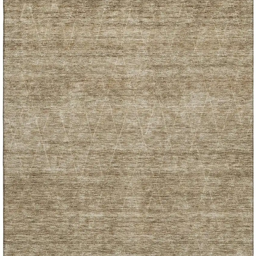 Wheat And Beige Geometric Washable Area Rug With UV Protection Photo 5