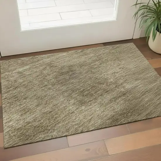 Wheat And Beige Geometric Washable Area Rug With UV Protection Photo 2