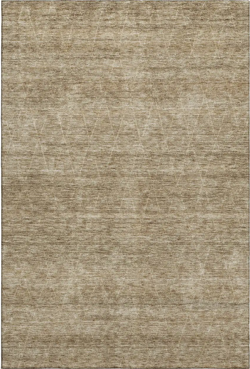 Wheat And Beige Geometric Washable Area Rug With UV Protection Photo 5