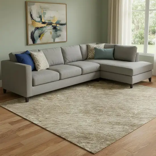 Wheat And Beige Geometric Washable Area Rug With UV Protection Photo 2