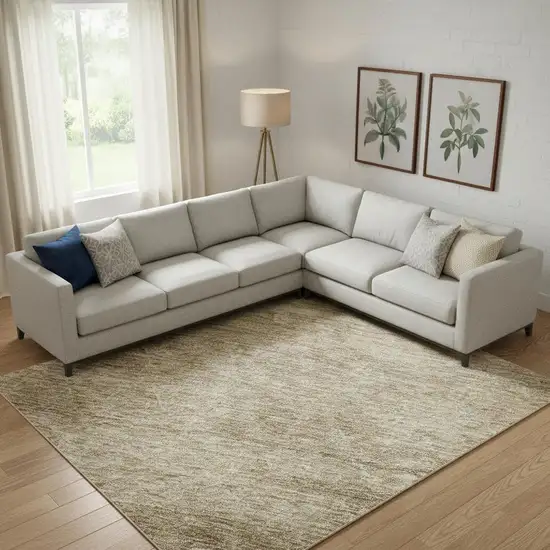 Wheat And Beige Geometric Washable Area Rug With UV Protection Photo 2