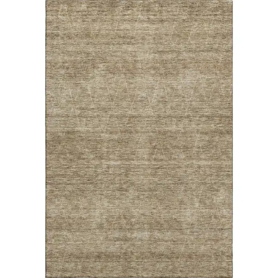 Wheat And Beige Geometric Washable Area Rug With UV Protection Photo 4