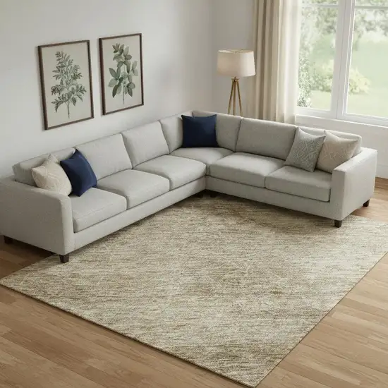 Wheat And Beige Geometric Washable Area Rug With UV Protection Photo 2