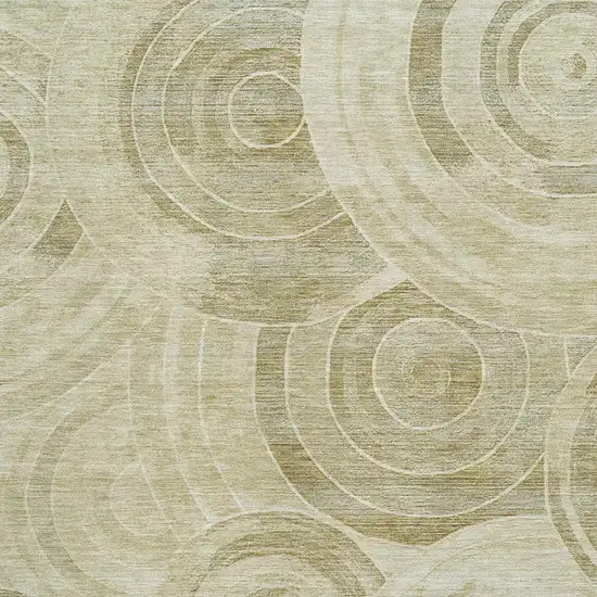 Wheat And Beige Geometric Washable Area Rug With UV Protection Photo 2