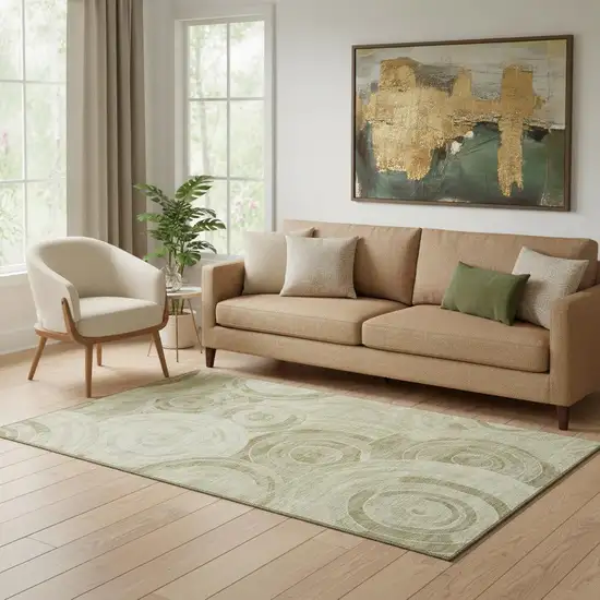 Wheat And Beige Geometric Washable Area Rug With UV Protection Photo 2