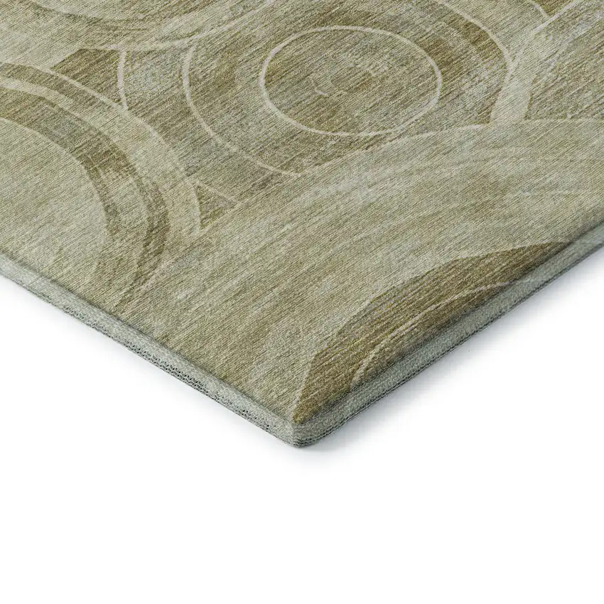Wheat And Beige Geometric Washable Area Rug With UV Protection Photo 6