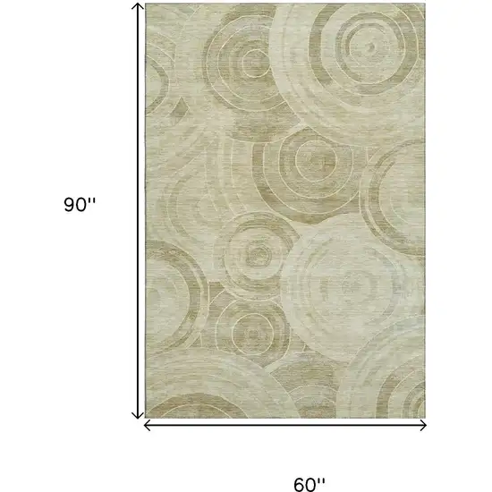 Wheat And Beige Geometric Washable Area Rug With UV Protection Photo 9