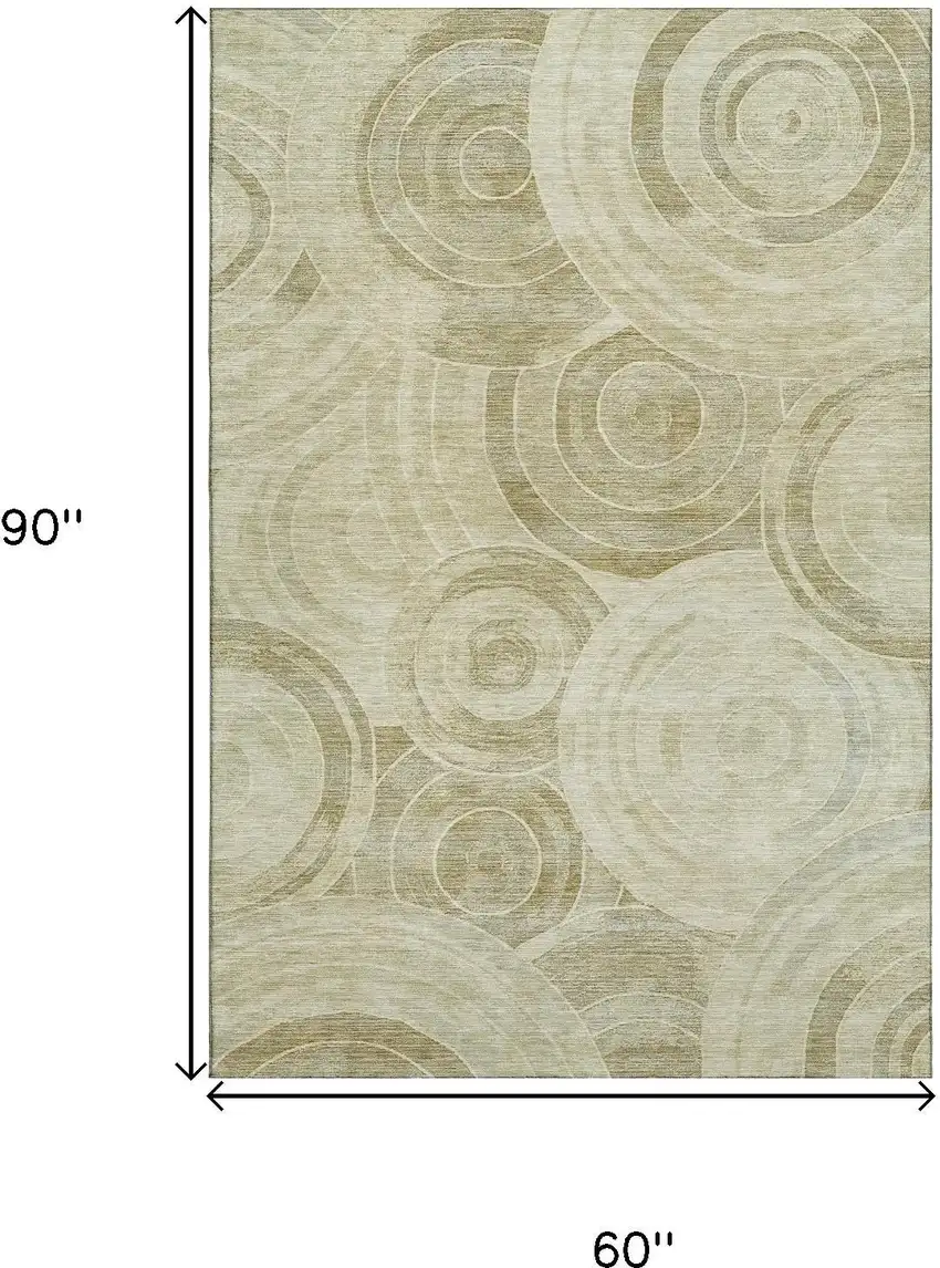 Wheat And Beige Geometric Washable Area Rug With UV Protection Photo 9