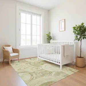 Photo of Wheat And Beige Geometric Washable Area Rug With UV Protection