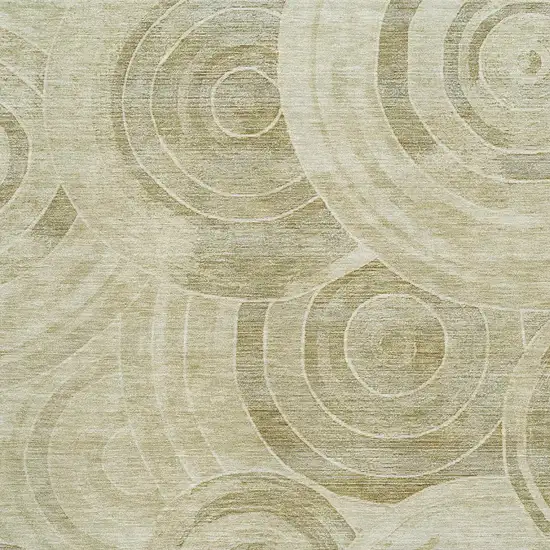 Wheat And Beige Geometric Washable Area Rug With UV Protection Photo 2