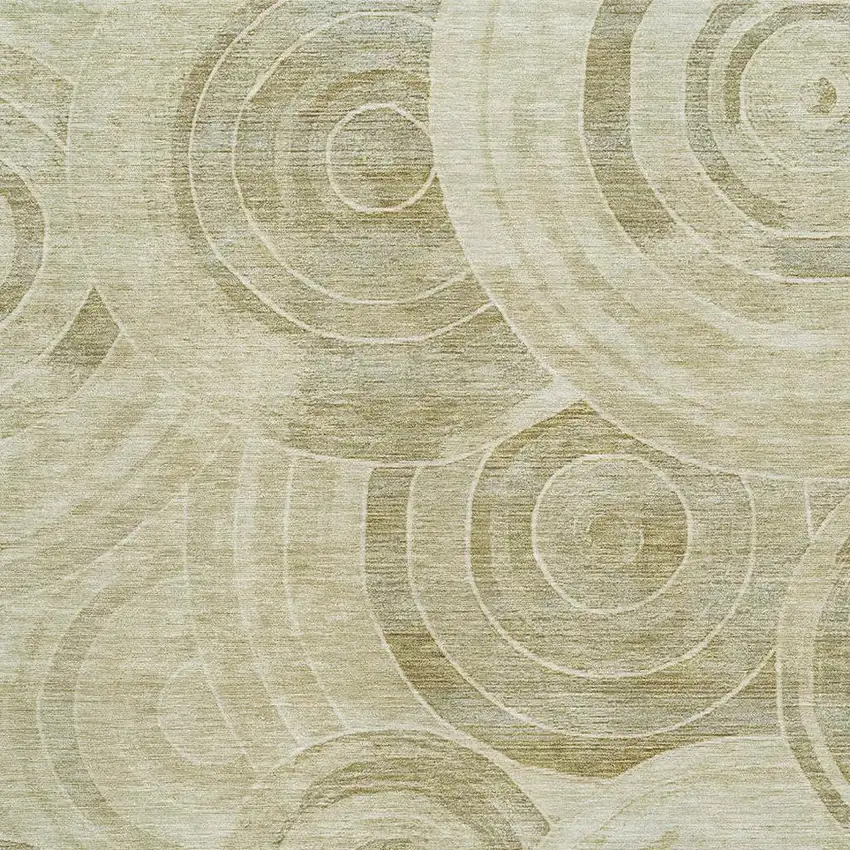 Wheat And Beige Geometric Washable Area Rug With UV Protection Photo 2