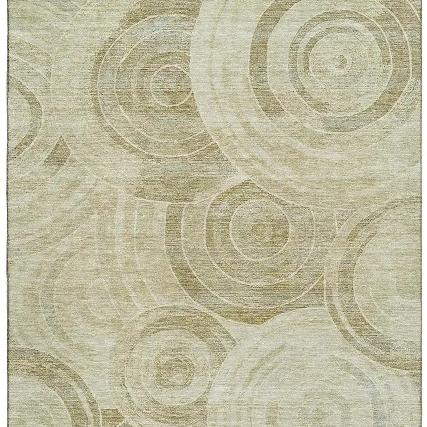 Wheat And Beige Geometric Washable Area Rug With UV Protection Photo 3