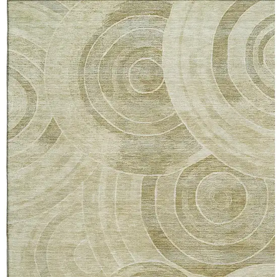 Wheat And Beige Geometric Washable Area Rug With UV Protection Photo 2