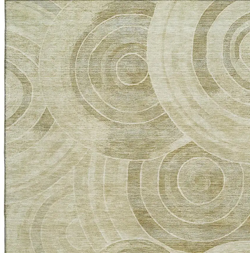 Wheat And Beige Geometric Washable Area Rug With UV Protection Photo 2