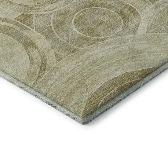 Wheat And Beige Geometric Washable Area Rug With UV Protection Photo 7