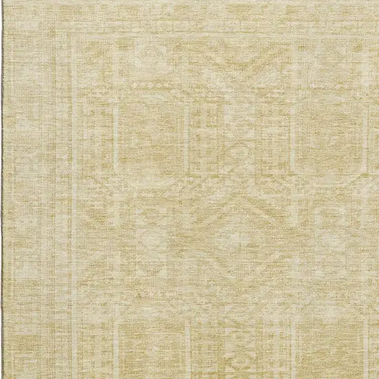 Wheat And Beige Geometric Washable Area Rug With UV Protection Photo 3