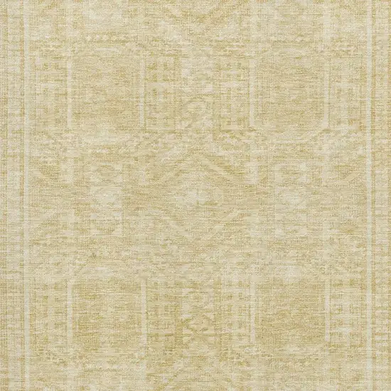 Wheat And Beige Geometric Washable Area Rug With UV Protection Photo 3