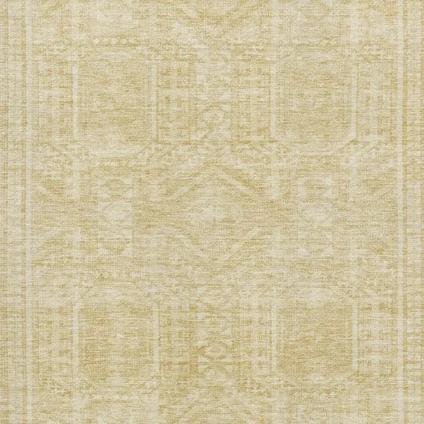 Wheat And Beige Geometric Washable Area Rug With UV Protection Photo 3