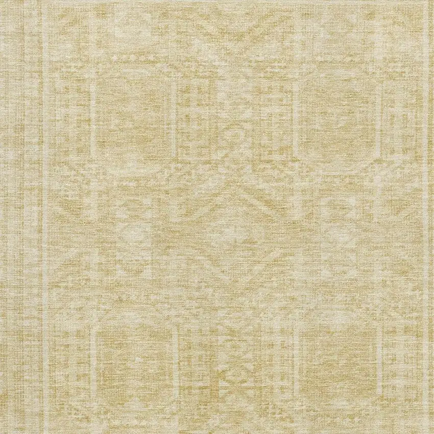 Wheat And Beige Geometric Washable Area Rug With UV Protection Photo 3