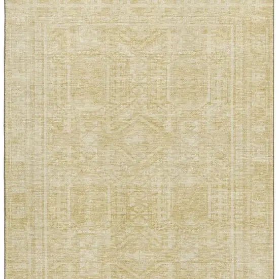 Wheat And Beige Geometric Washable Area Rug With UV Protection Photo 4