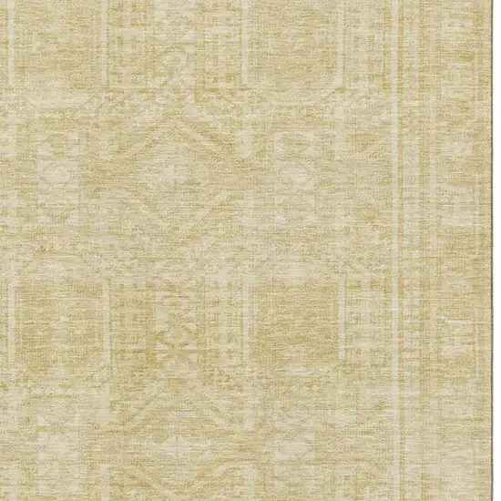Wheat And Beige Geometric Washable Area Rug With UV Protection Photo 3