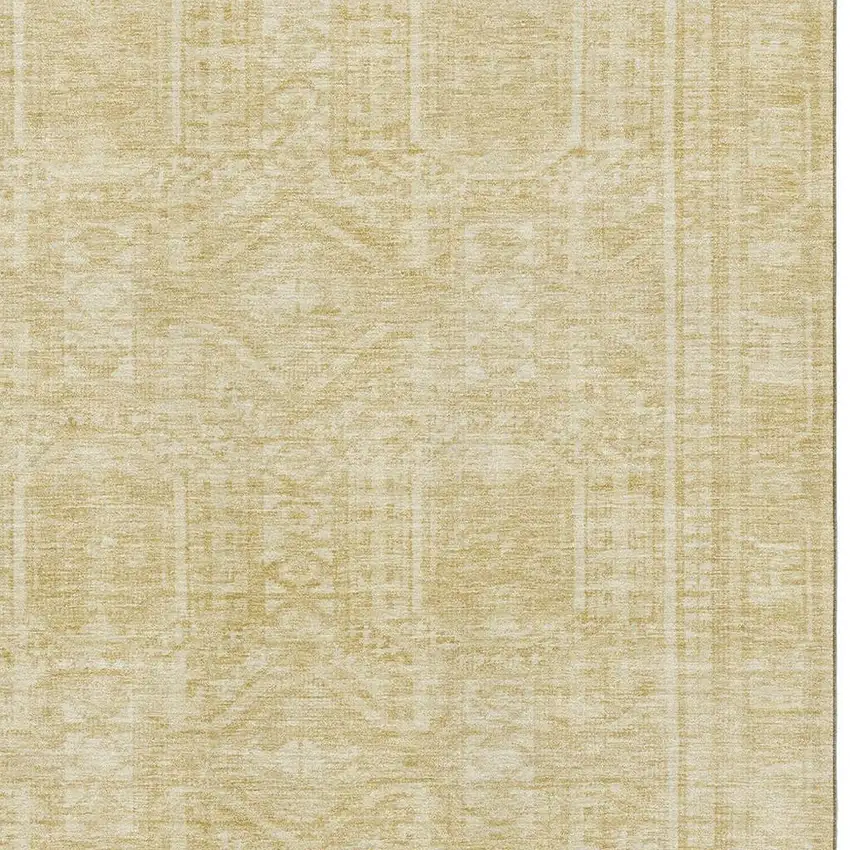 Wheat And Beige Geometric Washable Area Rug With UV Protection Photo 3