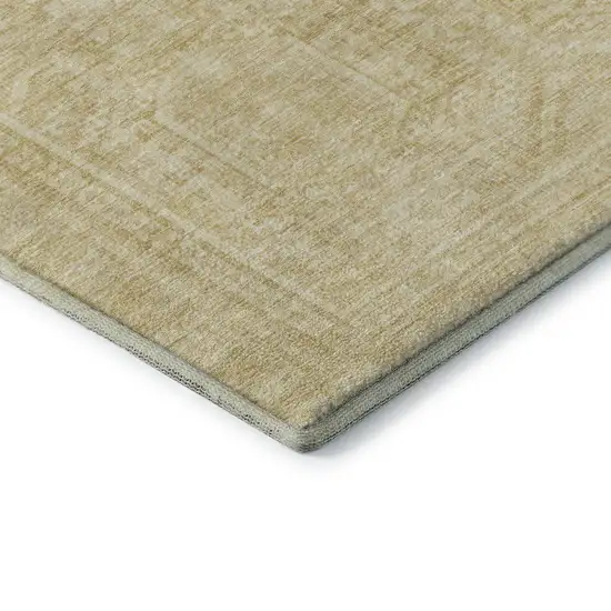 Wheat And Beige Geometric Washable Area Rug With UV Protection Photo 8