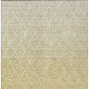 Photo of Wheat And Beige Geometric Washable Indoor Outdoor Area Rug