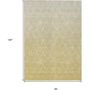 Photo of Wheat And Beige Geometric Washable Indoor Outdoor Area Rug