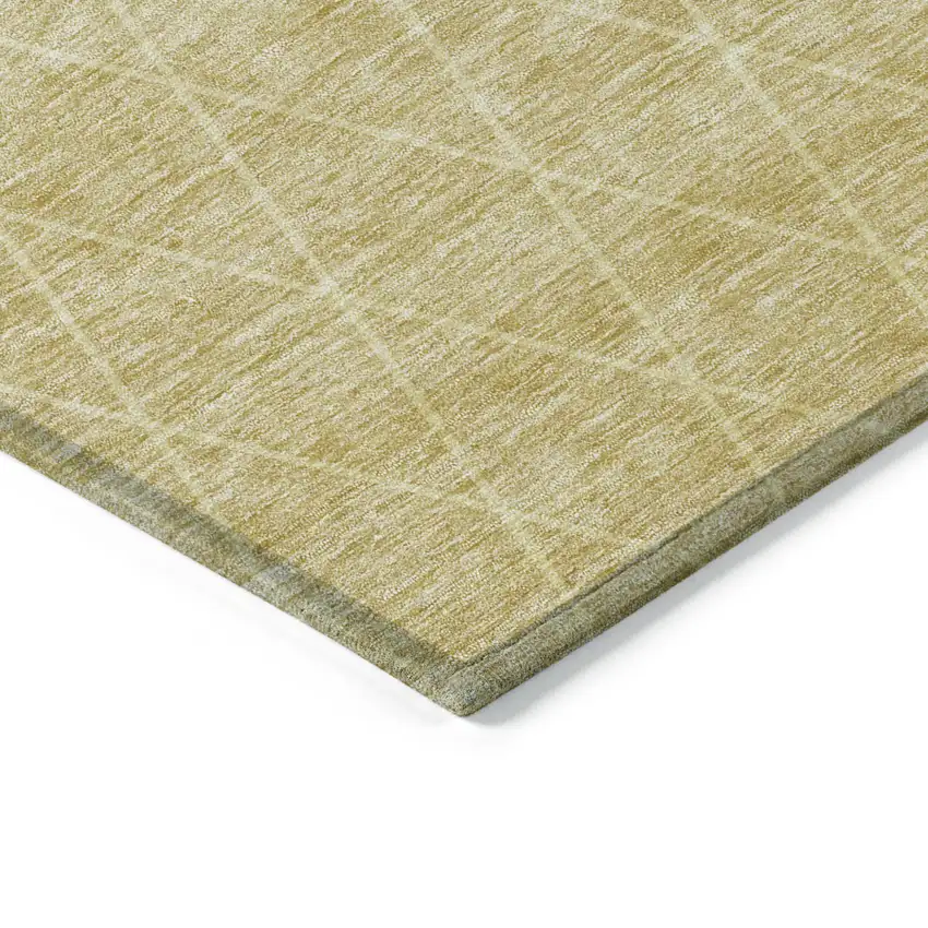 Wheat And Beige Geometric Washable Indoor Outdoor Area Rug Photo 5