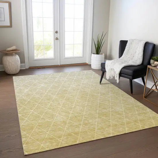 Wheat And Beige Geometric Washable Indoor Outdoor Area Rug Photo 9