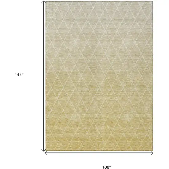 Wheat And Beige Geometric Washable Indoor Outdoor Area Rug Photo 3