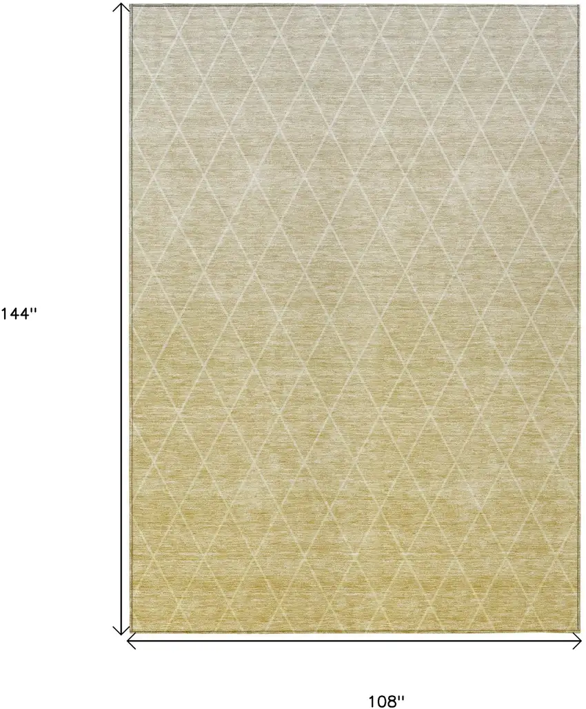 Wheat And Beige Geometric Washable Indoor Outdoor Area Rug Photo 3
