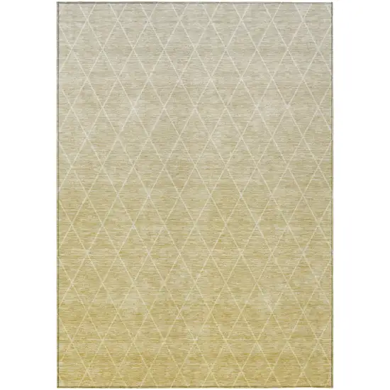 Wheat And Beige Geometric Washable Indoor Outdoor Area Rug Photo 2