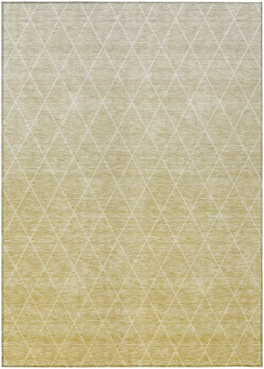 Wheat And Beige Geometric Washable Indoor Outdoor Area Rug Photo 2
