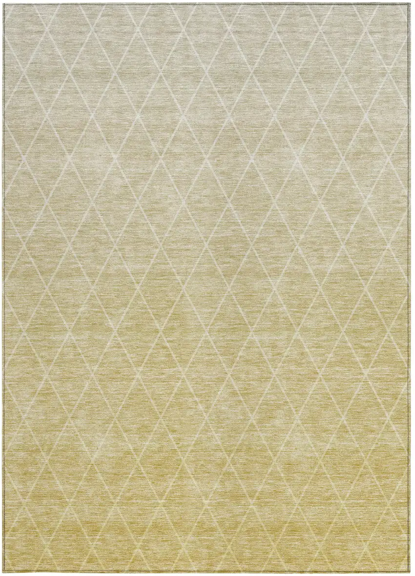 Wheat And Beige Geometric Washable Indoor Outdoor Area Rug Photo 7