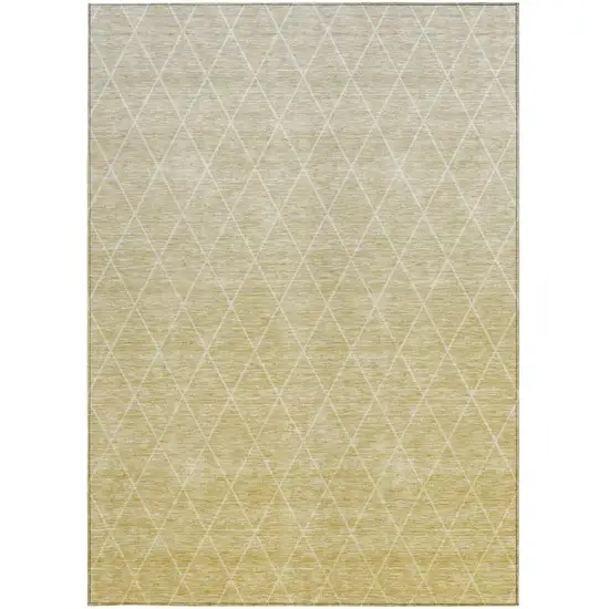 Wheat And Beige Geometric Washable Indoor Outdoor Area Rug Photo 7