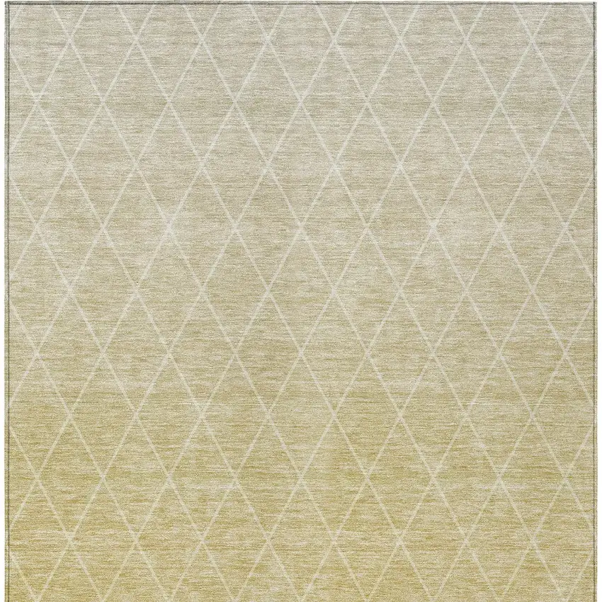 Wheat And Beige Geometric Washable Indoor Outdoor Area Rug Photo 7